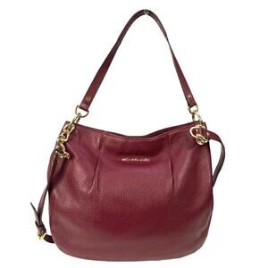 Michael Kors Burgundy Leather Hobo Shoulder Bag Chain Strap Large